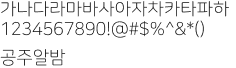 가나다라마바사아자차카타파하 1234567890!@#$%^&*() 공주알밤 : Light체